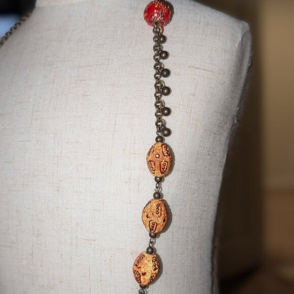 Chico's Boho Long Textured Beaded Beads Indian Asian Inspired 36" Necklace Retro - Picture 2 of 6